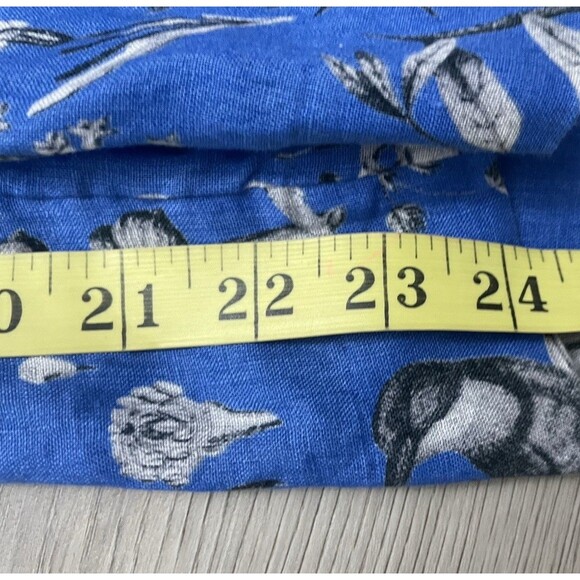 J. Crew Tropical coastal Linen Wide Leg Pants Tie Belt Blue floral size 6 beachy - Picture 5 of 9